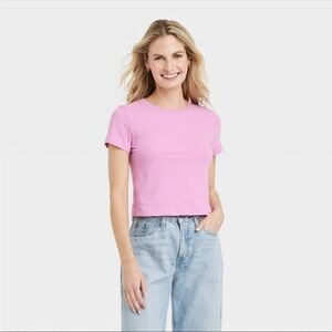 Universal Thread Shrunken Short Sleeve T-Shirt in Pink🎀